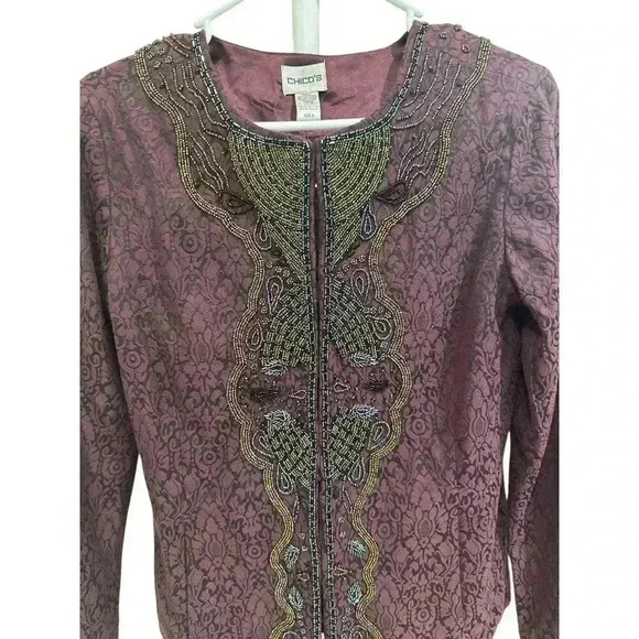 Chico's Victorian Bead Jenean Jacket in Plush Purple Size 0, NWT - Picture 3 of 9